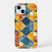 Capa de telefone do mosaico retrolateral em azul e