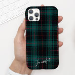 Capa de telefone do nome da Xadrez Tartan Verde Pr<br><div class="desc">Este telefone clássico apresenta um plano de fundo de padrão de xadrez verde-escuro pré-disquete com um nome de script de caligrafia adorável. Esta capa de telefone faz uma declaração de chic enquanto protege o dispositivo. Ele também faz um maravilhoso presente de aniversário ou estoque para os feriados.</div>