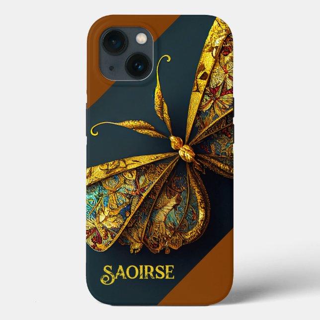 Capa de telefone Dourada e borboleta lacrimogênea  (Verso)