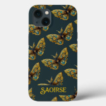 Capa de telefone Dourada e borboleta lacrimogênea 