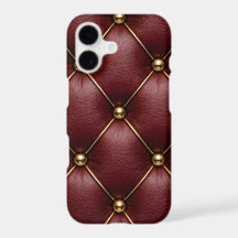 Capa de telefone em couro acolchoado vermelho e ta