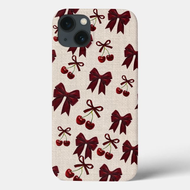 Capa de Telefone Estética Cereja & Laço Fofa 🎀🍒✨ (Verso)