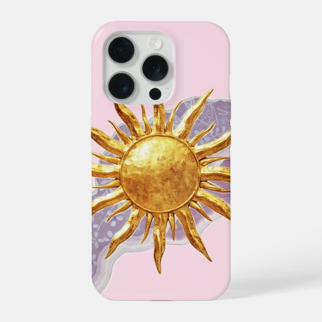 Capa de Telefone Estética Sol Dourado – Rosa (Verso)