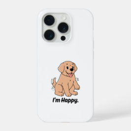 Capa de telefone "Estou Feliz" com cachorro Golden
