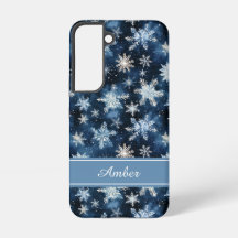 Capa de Telefone Floco de Neve Azul Personalizada