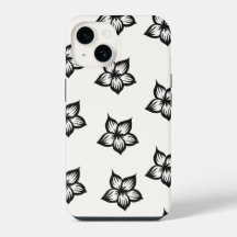 Capa de Telefone Flor de Preto e Branco para iPhon