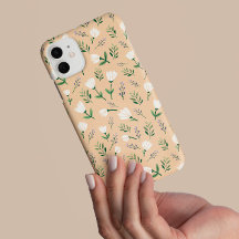 Capa de Telefone Floral Baunilha e Branco