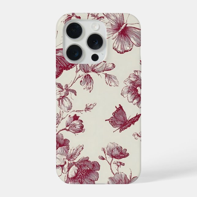 Capa de Telefone Floral Burgundy Vintage (Verso)