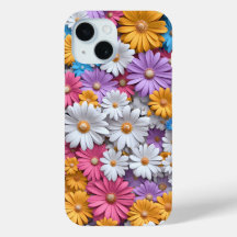 Capa de telefone Floral Colorida 3D Daisies