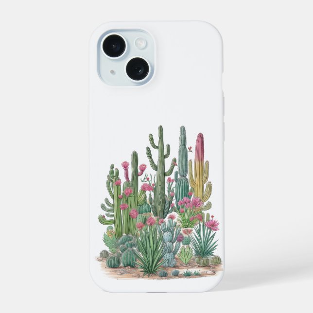 Capa de telefone Floral de Cactus (Verso)