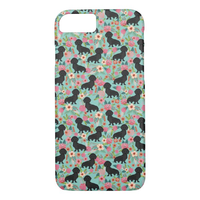 Capa de telefone floral de Doxie - doxie preto - (Verso)