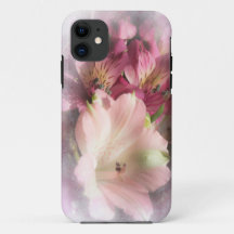 Capa de telefone Floral de Lírios Peruanos Rosa