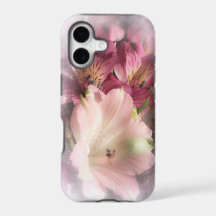 Capa de telefone Floral de Lírios Peruanos Rosa