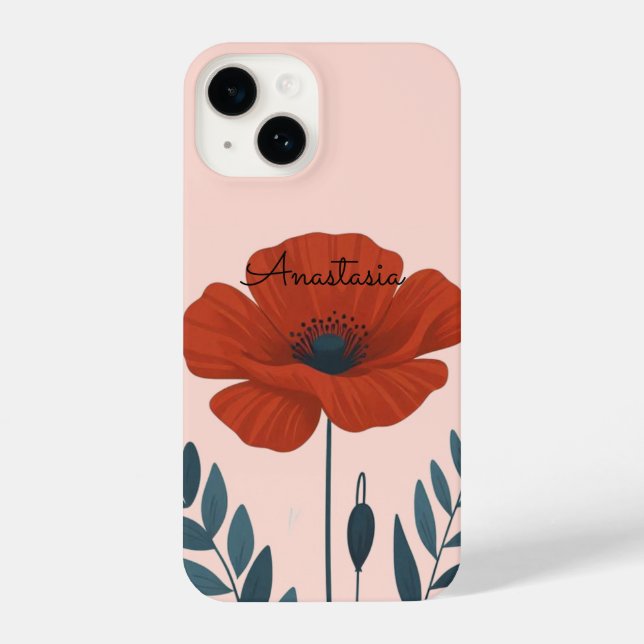 Capa de telefone floral de papoila personalizada (Verso)