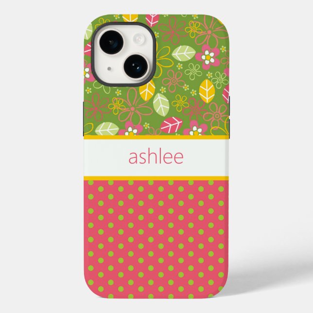 Capa de telefone Floral e Bolinhas Personalizada (Verso)