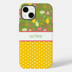 Capa de telefone Floral e Bolinhas Personalizada