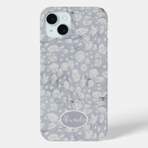 Capa de telefone floral em azul empoeirado calmant