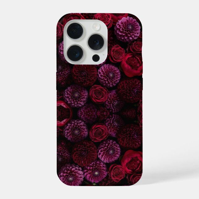 Capa de telefone floral em burgundy Moood Luxe 3D (Verso)