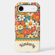 Capa de Telefone Floral Retro com Margarida – Nome