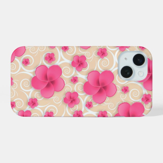 Capa de telefone Floral Rosa (Verso Horizontal)