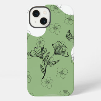 Capa de telefone floral verde e borboleta