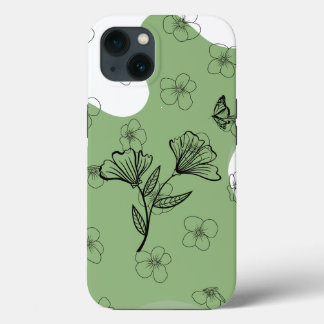 Capa de telefone floral verde e borboleta