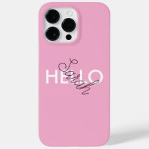 Capa de telefone "Hello" rosa personalizada com pe