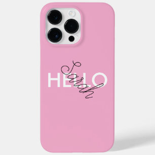 Capa de telefone "Hello" rosa personalizada com pe
