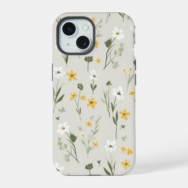 Capa de telefone iPhone 15 com design floral elega (Verso)