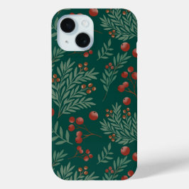 Capa de telefone natalina com frutas vermelhas