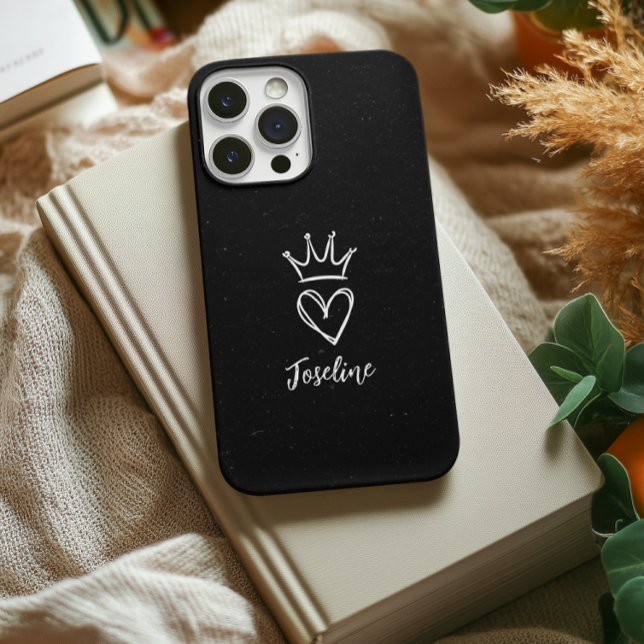 Capa de telefone Negra Personalizada, Presente de  (minimalist birthday Gift for women, her, mom, grandma, girl, graduation gift for women, teacher boss)