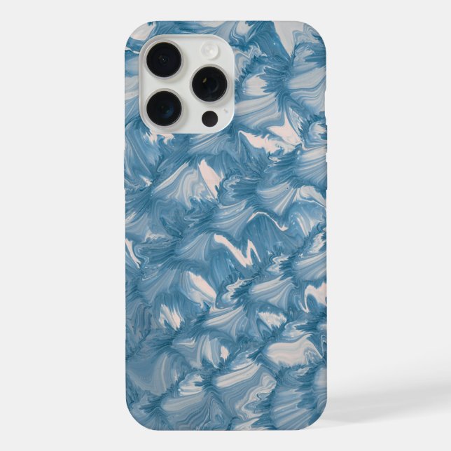 Capa de Telefone Ondas de Mármore Abstrato Azul (Verso)