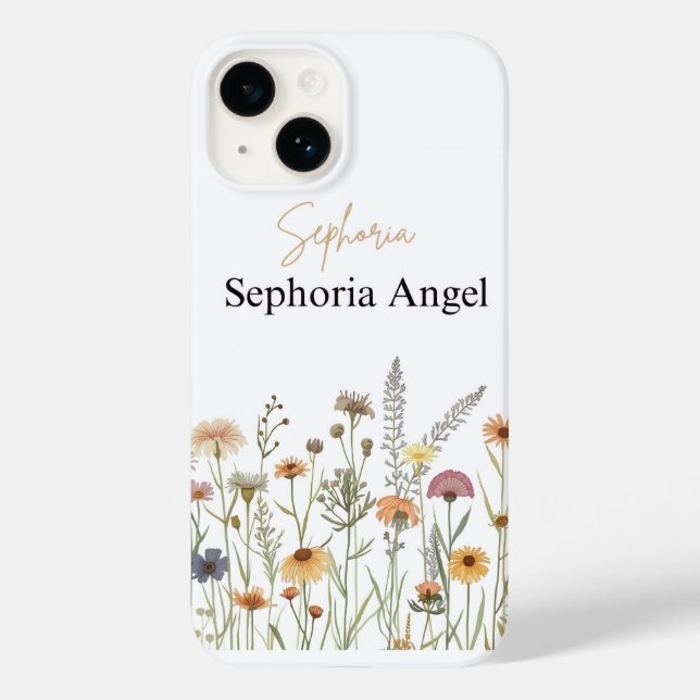 Capa de Telefone Personalizada Boho Wildflower com (Verso)