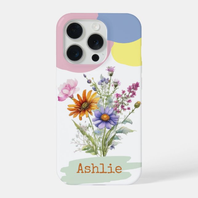 Capa de telefone personalizada com flores silvestr (Verso)
