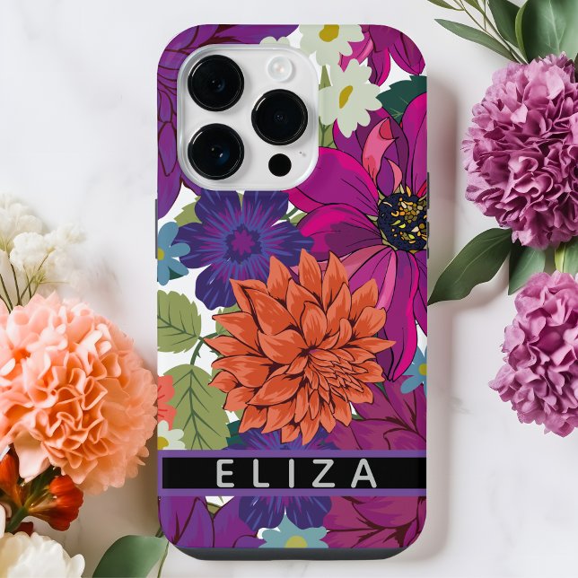 Capa de telefone personalizada do monograma floral (Criador carregado)