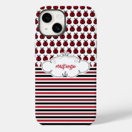 Capa de telefone Personalizada Ladybugs & Stripes