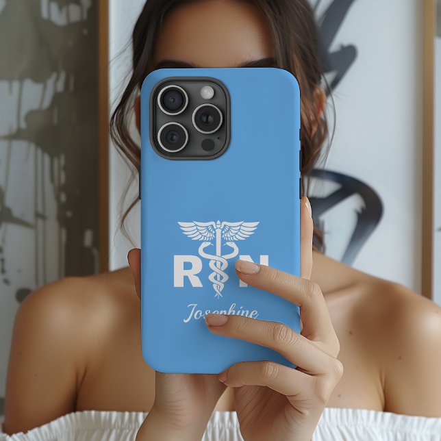 Capa de telefone personalizada para enfermeira(o)  (personalized rn nurse phone case, caduceus symbol nurse gift, nurse graduation gift phone case,)