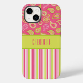 Capa de telefone Pink e Green Paisley Strips