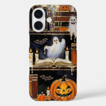 Capa de Telefone Prateleira de Livros de Halloween