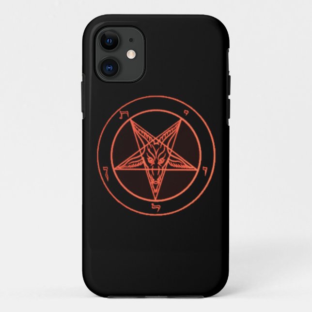 Capa de telefone preta/alaranjada de Baphomet (Verso)