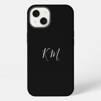 Capa de telefone preta com monograma minimalista i
