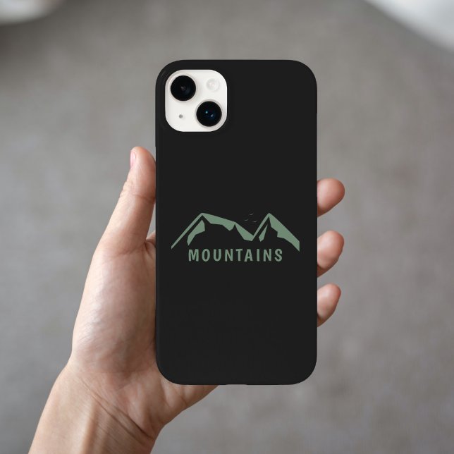 Capa de telefone preta com montanhas verdes (Black Phone Case with Green Mountains)