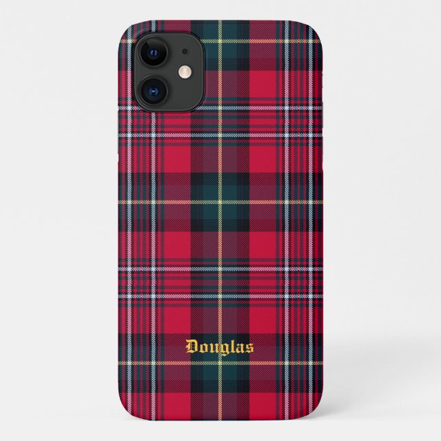 Capa de telefone Red Tartan com Nome ou Iniciais (Verso)