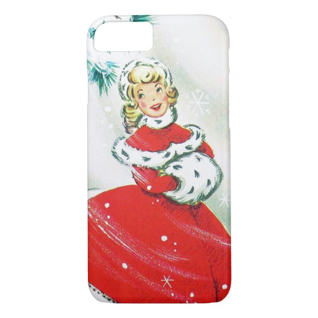Capa de telefone retro da mulher sete do natal (Verso)