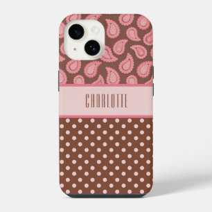 Capa de telefone rosa personalizada com paisley e