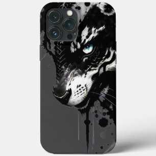 Capa de telefone temática de lobo Um preto e branc