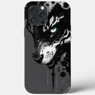 Capa de telefone temática de lobo Um preto e branc