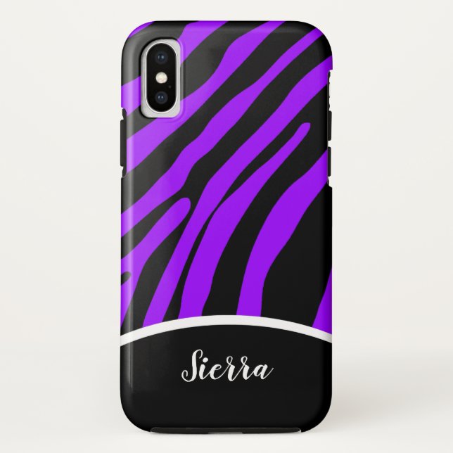 Capa de telefone Trendy Purple e Black Zebra Strip (Verso)
