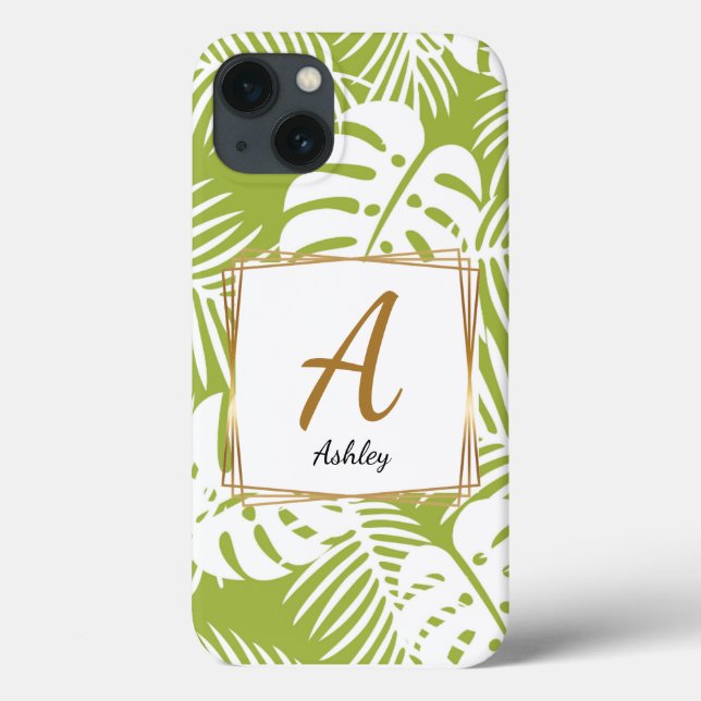 Capa de telefone Verde Iniciais Personalizável (Verso)