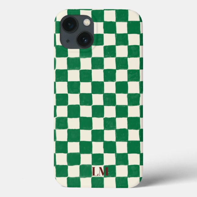 Capa de Telefone Verde Xadrez Personalizada (Verso)